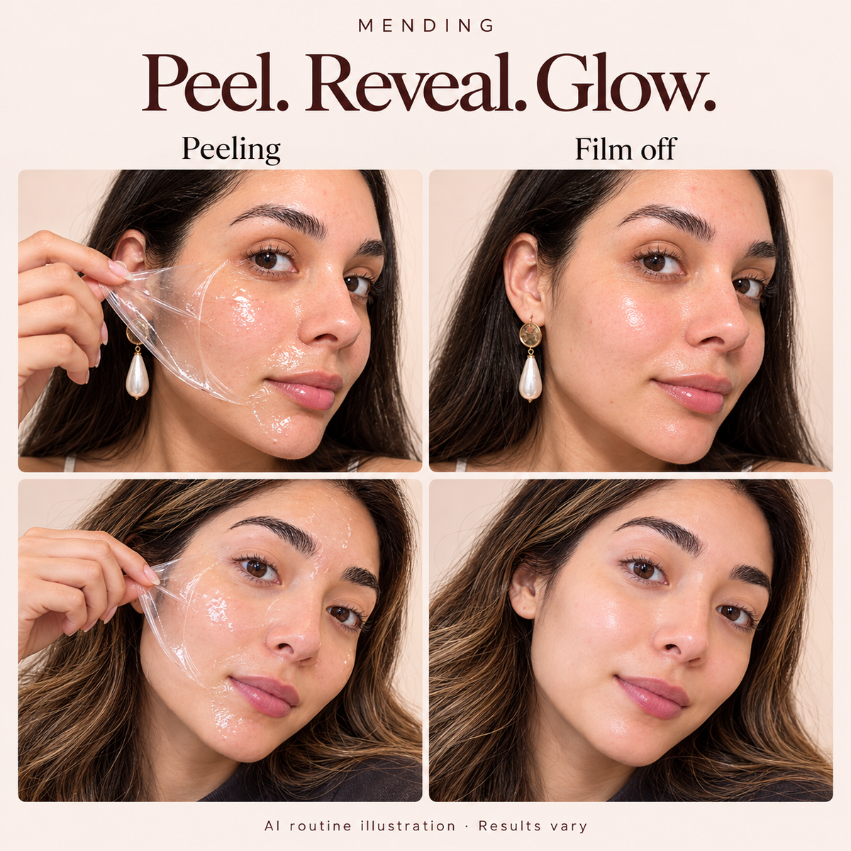 Peel, reveal, glow: overnight wrapping mask peeling off