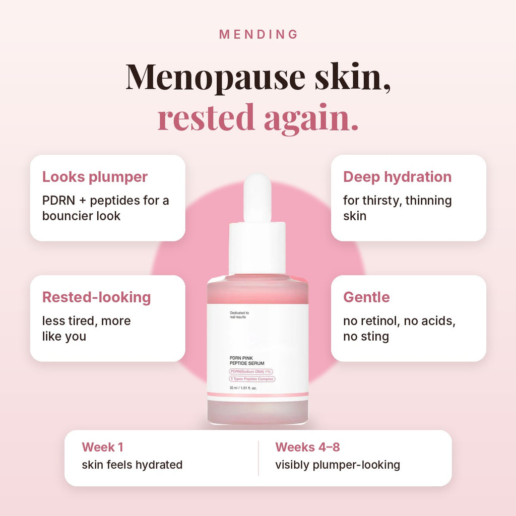 Benefits for menopause skin: looks plumper, deep hydration, rested-looking, gentle